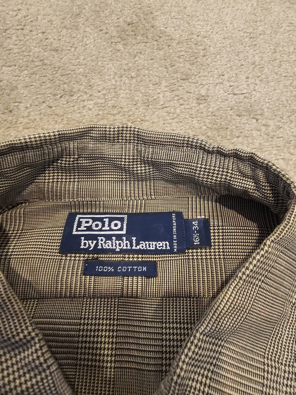 Polo by Ralph Lauren Brown Glen Plaid Cotton Button-Down Shirt
